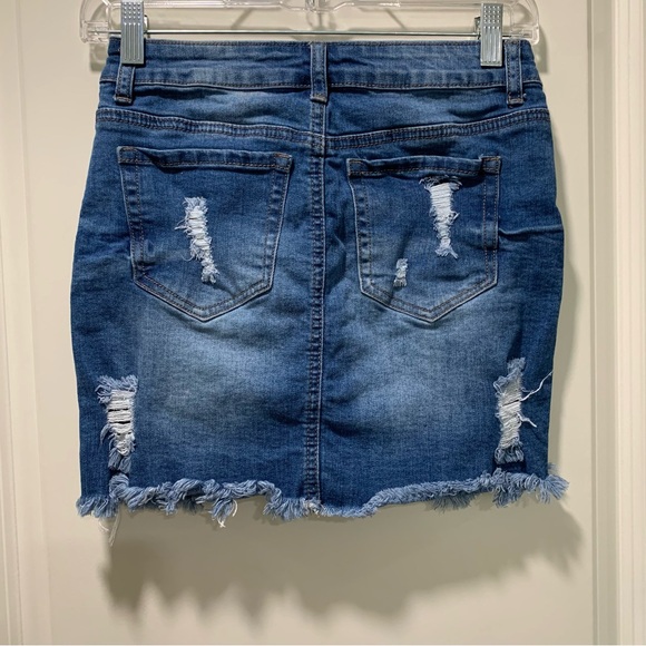 Wax Jean Destructed Mini Skirt Small - Picture 4 of 6